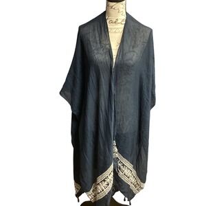 Torrid Kimono Duster Cover Up Embroidered Trim Lightweight‎ Plus Size One Size
